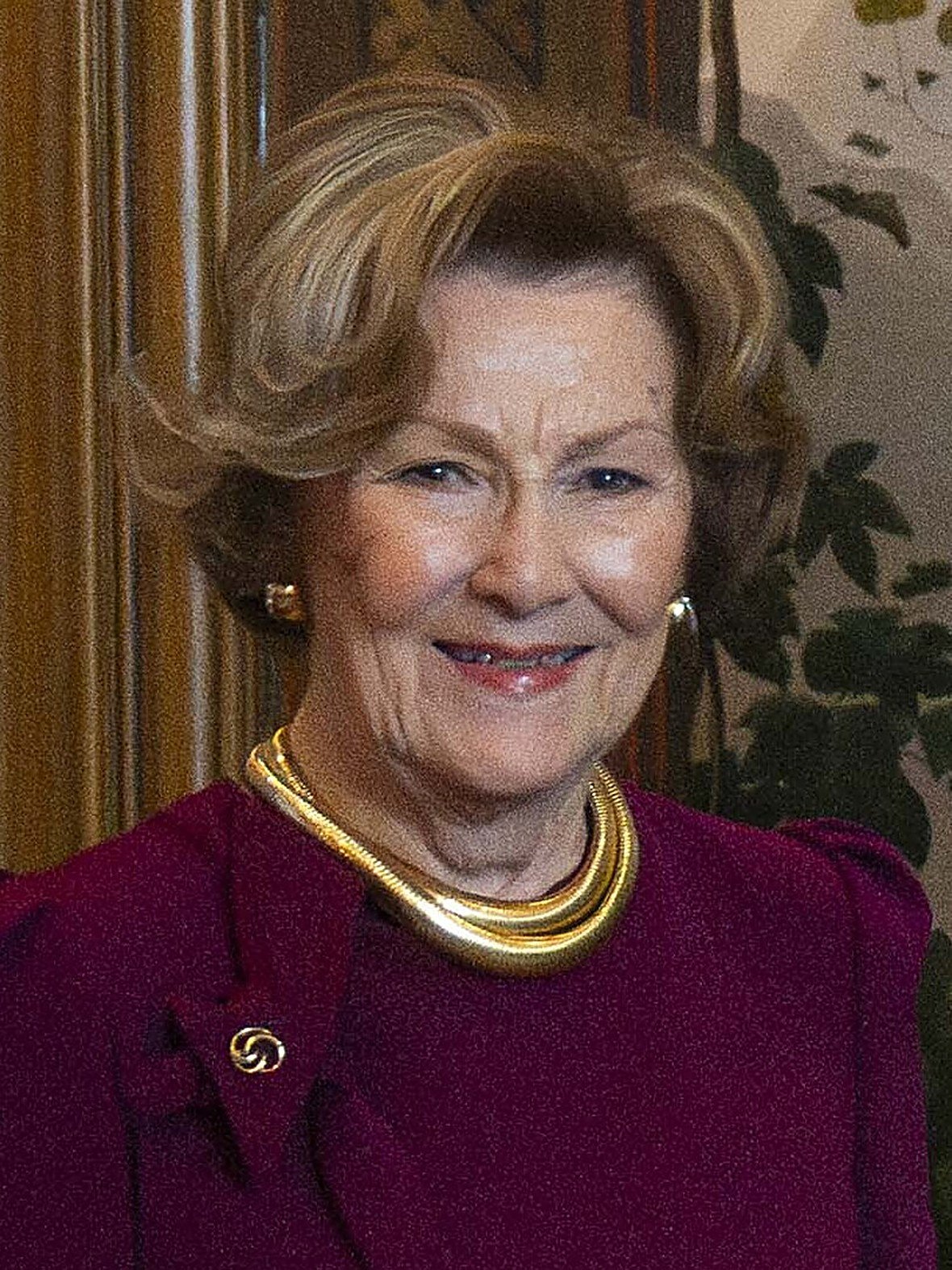 La reine Sonja de Norv&egrave;ge, portrait souriant